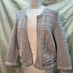 Ann Taylor Silver Gray Textured Cardigan